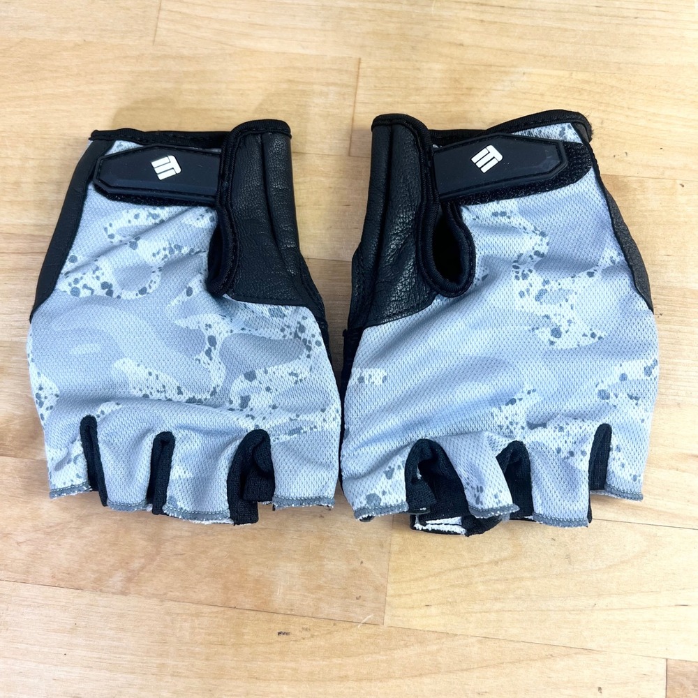 Ethos Weightlifting Gloves Colossix Mens Size Medium Gray Camo Leather Gym Gear